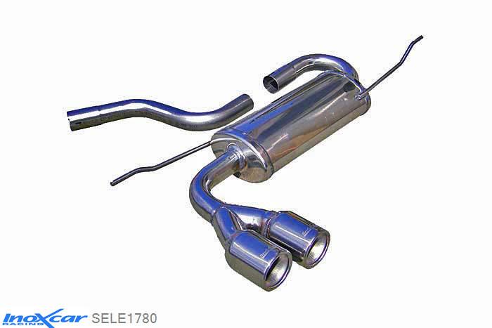 IX SELE1780, Seat Leon II (1P) 1.4 Tsi (125PK) 2005-, Inoxcar Rear silencer 2X80mm Stainless steel, Without E.E.C. homologation