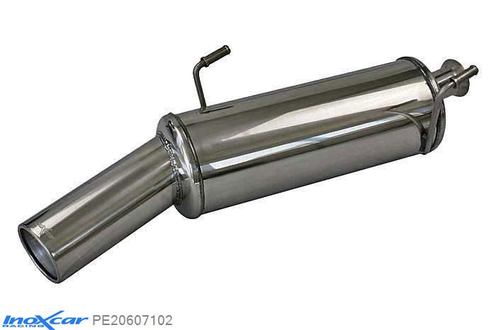 IX PE20607102, Peugeot 206 2.0 16V GTI (136PK) 1999-2004, Inoxcar Rear silencer 1X102mm Stainless steel, With E.E.C. homologation