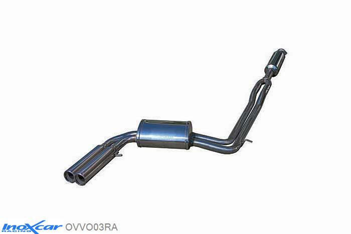 IX OVVO03RA, Volvo V70 II (S) 2.5T AWD R (300PK) 2003-2006, Inoxcar Central pipe with silencer + Rear silencer 2X80mm RACING Stainless steel, With E.E.C. homologation