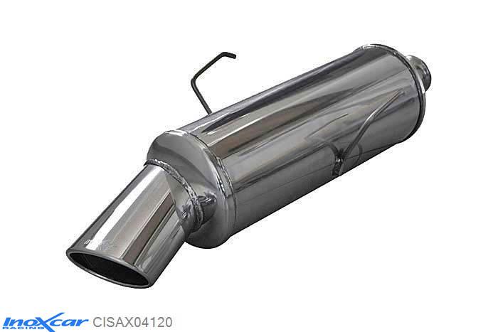 IX CISAX04120, Citroen Saxo 1.6 8V (98PK) 1999-, Inoxcar Rear silencer 1X120X80mm Stainless steel, With E.E.C. homologation