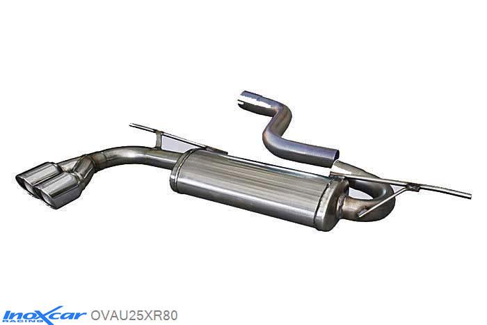 IX OVAU25XR80, Audi A3 (8V) SPORTBACK 1.8 TFSI (180PK), 2013-, Inoxcar Rear silencer 2X80mm X-RACE Stainless steel, With E.E.C. homologation