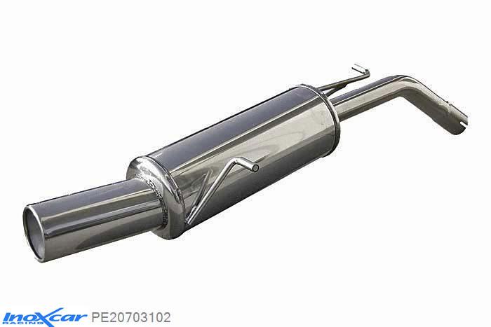IX PE20703102, Peugeot 207 1.6 16V THP (150PK) 2006- Diameter 50mm, Inoxcar Rear silencer 1X102mm Stainless steel, With E.E.C. homologation