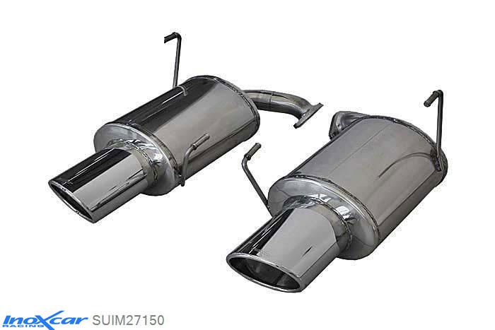 IX SUIM27150, Subaru Impreza (G4) 2.5T WRX STi 10MY (300PK) 2010-2013, Inoxcar Rear silencer 1X150X105 OBLIQUO Left and Right Stainless steel, With E.E.C. homologation