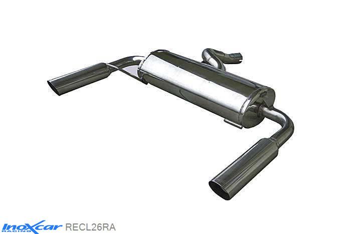 IX RECL26RA, Renault Clio III (R) RS 2.0 16V (197PK) / RS GORDINI 2006-2009, Inoxcar Rear silencer 1X80mm RACING Left and Right Stainless steel, With E.E.C. homologation