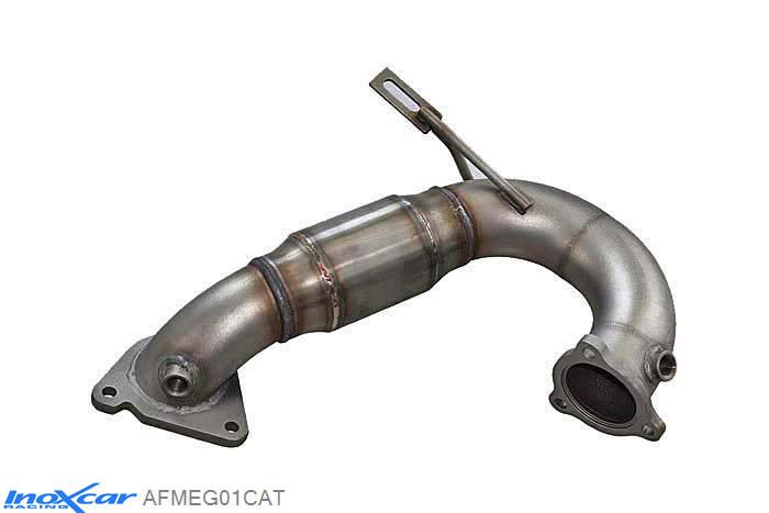 IX AFMEG01CAT, Renault Megane III (Z) 2.0 TURBO RS 250 (250PK) 2010- / 2.0 TURBO RS TROPHY (265PK) 2012-, Inoxcar Catalyst replacement pipe with metal cat (2 sonde - 1 componente) Stainless steel, Without E.E.C. homologation