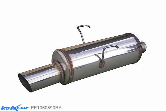 IX PE1060590RA, Peugeot 106 1.4 (75PK) 1996-2003, Inoxcar Rear silencer 1X90 RALLY Stainless steel, With E.E.C. homologation