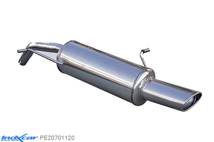 IX PE20701120, Peugeot 207 1.4 16V (90PK) 2006- Diameter 42mm, Inoxcar Rear silencer 1X120X80mm Stainless steel, With E.E.C. homologation