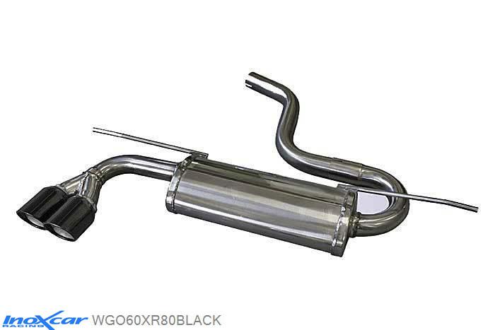 IX WGO60XR80BLACK, VW Golf VII 1.4 TSI (140-150PK) 2013-, Inoxcar Rear silencer 2X80mm X-RACE BLACK EDITION Stainless steel, With E.E.C. homologation