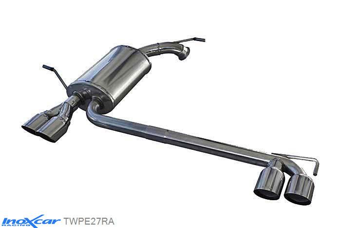 IX TWPE27RA, Peugeot 407 2.7 24V HDI (204PK) 2006-, Inoxcar Rear Rear silencerencer left / right 2X80mm RACING Stainless steel, Without E.E.C. homologation