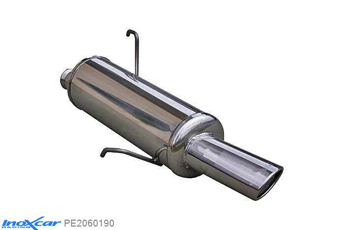IX PE2060190, Peugeot 206 1.1 (60PK) -2000, Inoxcar Rear silencer 1X90X70mm Stainless steel, With E.E.C. homologation