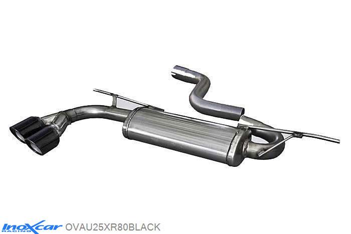 IX OVAU25XR80BLACK, Audi A3 (8V) SPORTBACK 1.8 TFSI (180PK), 2013-, Inoxcar Rear silencer 2X80mm X-RACE BLACK EDITION Stainless steel, With E.E.C. homologation