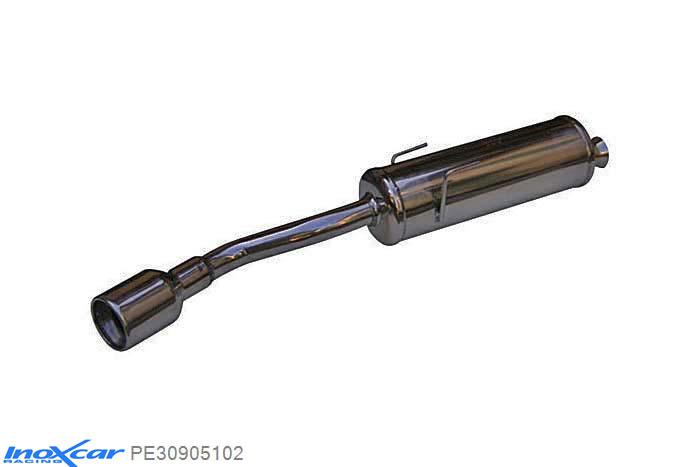 IX PE30905102, Peugeot 309 1.9 GTI 16V (147PK) 1990-1993, Inoxcar Rear silencer 1X102mm Stainless steel, With E.E.C. homologation