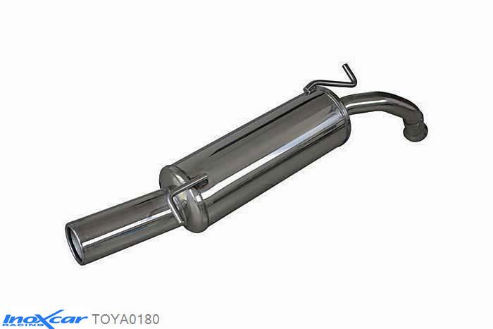 IX TOYA0180, Toyota Yaris (P1/P1FF) 1.3 (85PK) 1999-, Inoxcar Rear silencer 1X80mm Stainless steel, With E.E.C. homologation