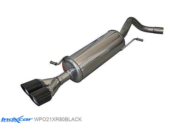 IX WPO21XR80BLACK, VW Polo VI (6R) 1.8 GTI (192PK) 2015-  , diameter 55mm, Inoxcar Rear silencer 2X80mm X-RACE BLACK EDITION Stainless steel, With E.E.C. homologation