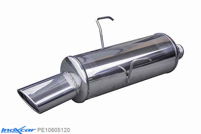 IX PE10605120, Peugeot 106 1.4 (75PK) 1996-2003, Inoxcar Rear silencer 1X120X80mm Stainless steel, With E.E.C. homologation