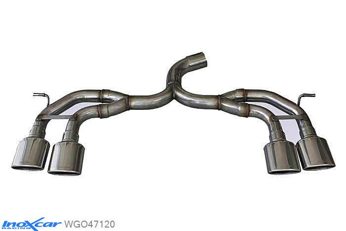 IX WGO47120, VW Golf VII 2.0 R TSI (300PK) 2014-, Inoxcar NO Rear silencer 2X120X80mm Left and Right Stainless steel, Without E.E.C. homologation
