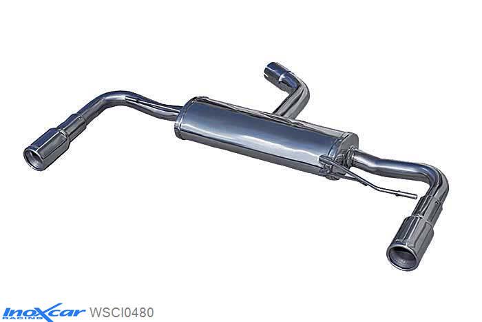 IX WSCI0480, VW Scirocco III 2.0 R TSI DSG (265PK) 2010-, Inoxcar Rear silencer 1X80mm Left and Right Stainless steel, With E.E.C. homologation