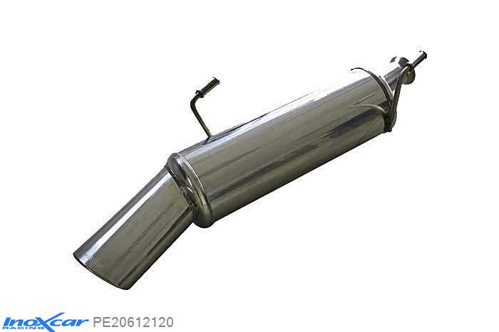 IX PE20612120, Peugeot 206 HDI 1.4 (68PK) 2001-, Inoxcar Rear silencer 1X120X80mm Stainless steel, With E.E.C. homologation