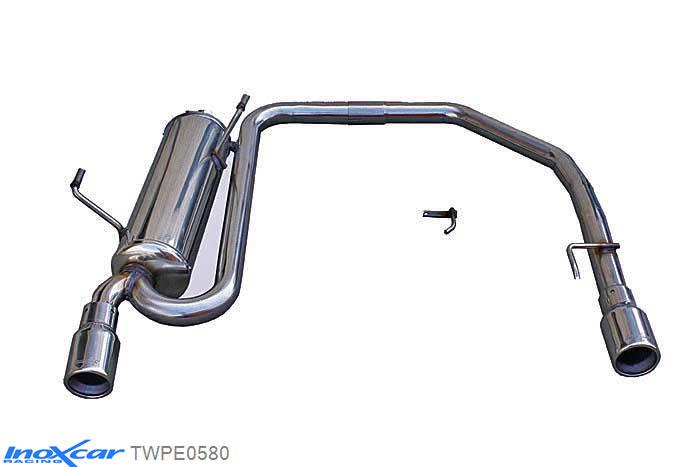 IX TWPE0580, Peugeot 206 1.6 16V XS (110PK) 2001-2006, Inoxcar Rear Rear silencerencer left / right 1X80mm Stainless steel, With E.E.C. homologation