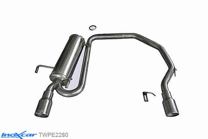 IX TWPE2280, Peugeot 306 2.0 HDI (90PK) / 1.9 TD (90PK) 1997-, Inoxcar Rear Rear silencerencer left / right 1X80mm Stainless steel, With E.E.C. homologation