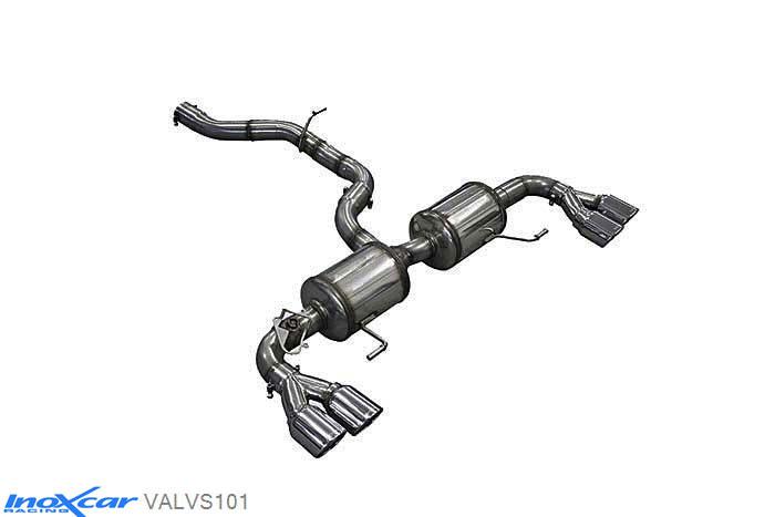 IX VALVS101, Audi A1 (8X) S1 2.0 TFSI (231PK), QUATTRO Sportback, 2014-, Inoxcar Rear silencer 2X80mm X-RACE Left and Right + Valvola con montaggio motorini elettrici di serie / Stainless steel, Without E.E.C. homologation