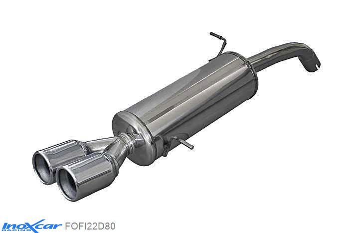 IX FOFI22D80, Ford Fiesta VI (JA8) 1.6 ST (182PK) 2013- Diameter 54mm, Inoxcar Rear silencer 2X80mm Stainless steel, With E.E.C. homologation