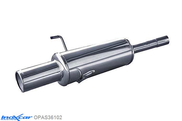IX OPAS36102, Opel Astra H 1.6 16V TURBO (180PK) 2007-, Inoxcar Rear silencer 1X102mm Stainless steel, With E.E.C. homologation