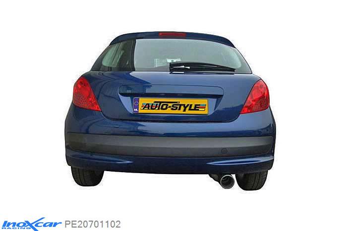 IX PE20701102, Peugeot 207 1.4 16V (90PK) 2006- Diameter 42mm, Inoxcar Rear silencer 1X102mm Stainless steel, With E.E.C. homologation