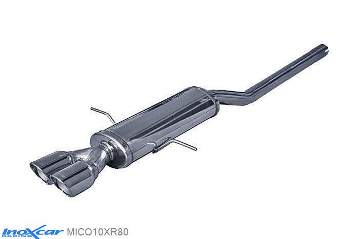 IX MICO10XR80, Mini Mini Coupe (R58) 1.6 S (184PK) / J.COOPER WORKS (211PK), 2011- (type R58), Inoxcar Rear silencer CEN 2X80mm X-RACE Stainless steel, With E.E.C. homologation
