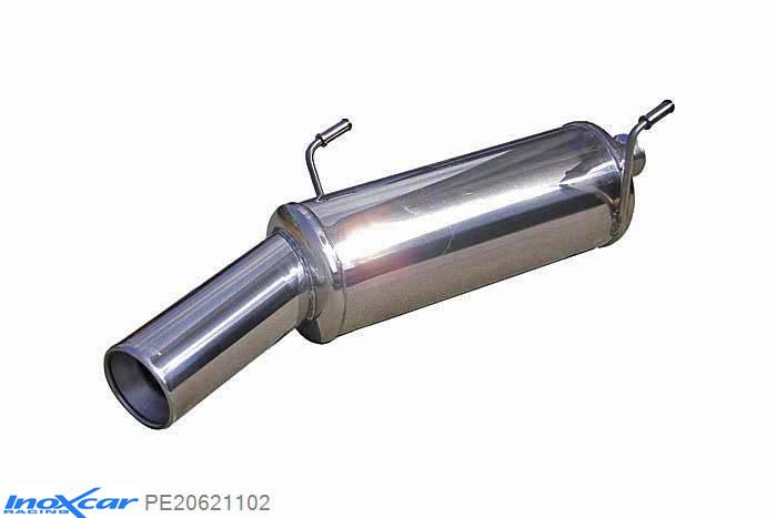 IX PE20621102, Peugeot 206 1.4 16V / 1.4 XS (90PK) 2001-2006, Inoxcar Rear silencer 1X102mm Stainless steel, With E.E.C. homologation