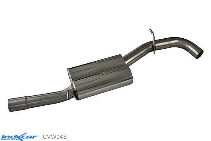 IX TCVW04S, VW Golf VII 2.0 R TSI (300PK) 2014-, Inoxcar Central pipe with silencer Stainless steel, With E.E.C. homologation