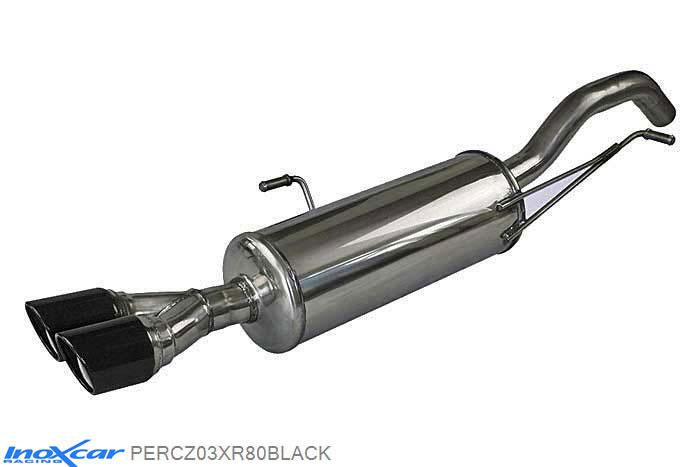 IX PERCZ03XR80BLACK, Peugeot RCZ (4J) 1.6 THP (200PK) 2010-, Inoxcar Rear silencer 2X80mm X-RACE BLACK EDITION Stainless steel, With E.E.C. homologation