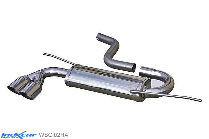 IX WSCI02RA, VW Scirocco III 1.4 TSI (155PK) 2008- Diameter 55mm, Inoxcar Rear silencer 2X80mm RACING Stainless steel, With E.E.C. homologation