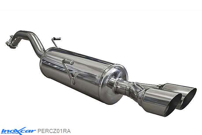IX PERCZ01RA, Peugeot RCZ (4J) 1.6 THP (156PK) 2010-, Inoxcar Rear silencer 2X80mm RACING Stainless steel, With E.E.C. homologation