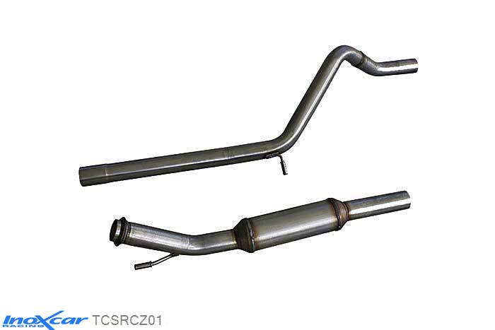 IX TCSRCZ01, Peugeot RCZ (4J) 1.6 THP (200PK) 2010-, Inoxcar Central pipe with silencer (O 63,5) Stainless steel, With E.E.C. homologation