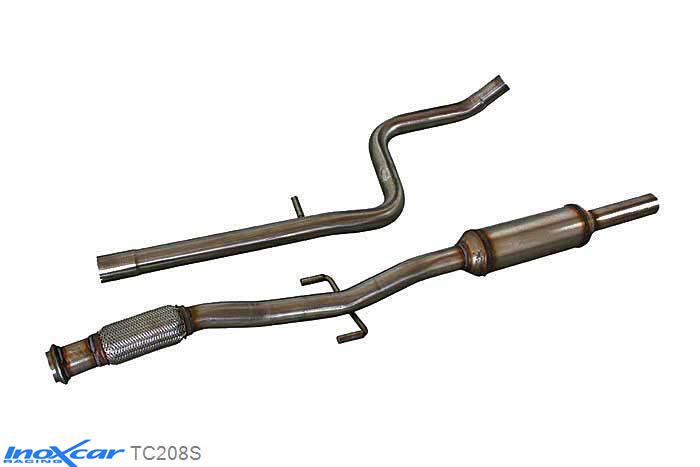 IX TC208S, Peugeot 208 1.6 16V TURBO GTI (200PK) 2013-, Inoxcar Central pipe with silencer Stainless steel, Without E.E.C. homologation