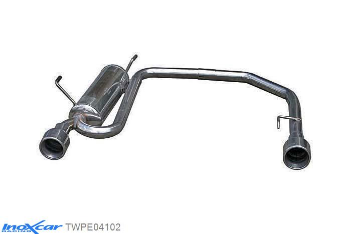 IX TWPE04102, Peugeot 206 1.4 (75PK) 2001-2006, Inoxcar Rear Rear silencerencer left / right 1X102mm Stainless steel, With E.E.C. homologation