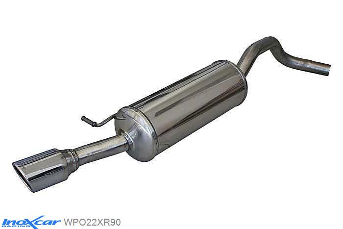 IX WPO22XR90, VW Polo VI (6R) 1.4 (85PK), 2010-, Inoxcar Rear silencer 1X90 X-RACE Stainless steel, With E.E.C. homologation