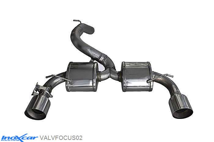 IX VALVFOCUS02, Ford Focus III (DYB) RS 2.3i Turbo (350PK), 2016-  , Diameter 70mm, Inoxcar Rear silencer 1X114 RACING Left and Right (montaggio con motorini di serie/assembly with original electric engines) Stainless steel, Without E.E.C. homologation