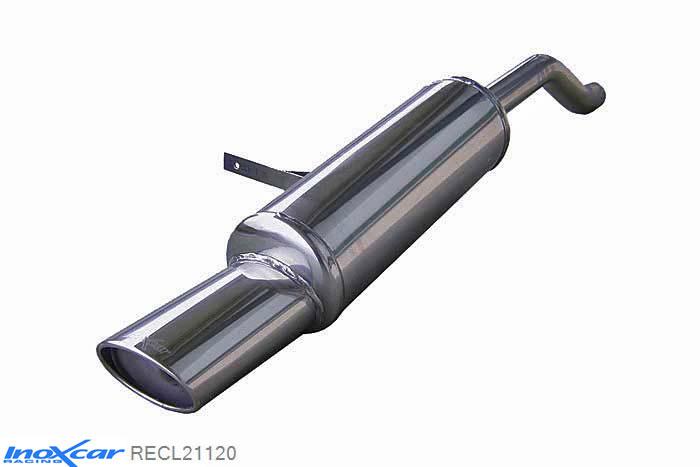 IX RECL21120, Renault Clio III (R) 1.2 16V (75PK) 2005-, Inoxcar Rear silencer 1X120X80mm Stainless steel, With E.E.C. homologation