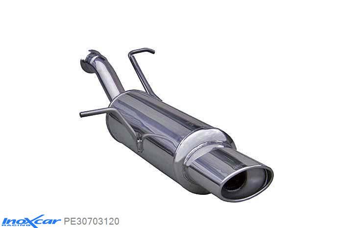 IX PE30703120, Peugeot 307 2.0 16V (138PK) 2001-, Inoxcar Rear silencer 1X120X80mm Stainless steel, With E.E.C. homologation