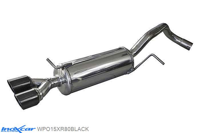 IX WPO15XR80BLACK, VW Polo VI (6R) 1.4 16V GTI (180PK) 2010-  Diameter 55mm, Inoxcar Rear silencer 2X80mm X-RACE BLACK EDITION Stainless steel, With E.E.C. homologation