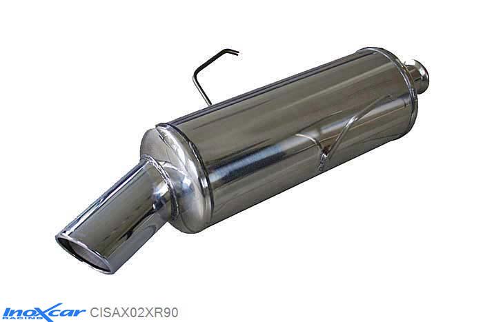 IX CISAX02XR90, Citroen Saxo 1.1 (60PK) 1996-, Inoxcar Rear silencer 1X90 X-RACE Stainless steel, With E.E.C. homologation