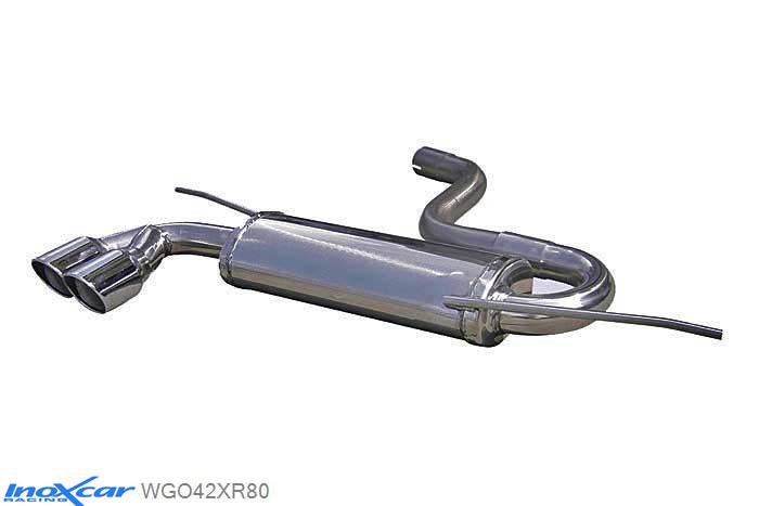IX WGO42XR80, VW Golf VI 1.4 TSI (122PK) 2008-, Inoxcar Rear silencer 2X80mm X-RACE Stainless steel, With E.E.C. homologation
