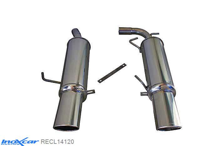 IX RECL14120, Renault Clio II (B) RS 2.0 fase3 (182PK) 2004-2005, Inoxcar Rear silencer CEN 2X120X80mm Stainless steel, With E.E.C. homologation