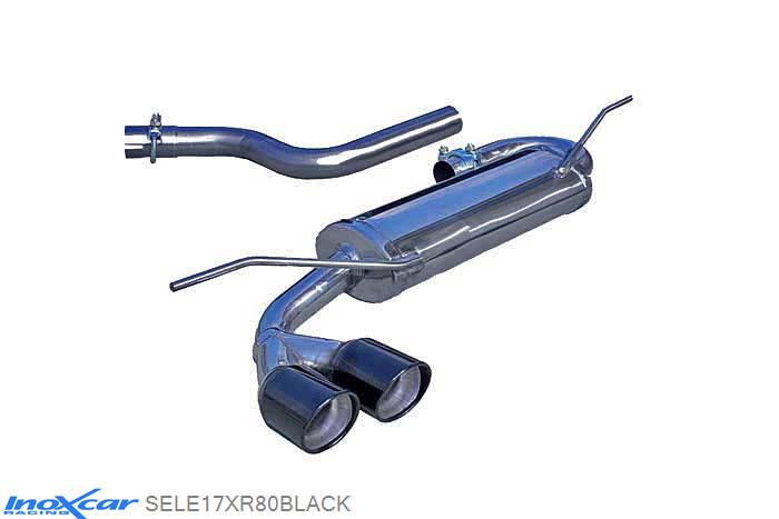 IX SELE17XR80BLACK, Seat Leon II (1P) 1.4 Tsi (125PK) 2005-, Inoxcar Rear silencer 2X80mm X-RACE BLACK EDITION Stainless steel, Without E.E.C. homologation