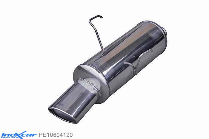 IX PE10604120, Peugeot 106 1.1 (60PK) 1996-2000, Inoxcar Rear silencer 1X120X80mm Stainless steel, With E.E.C. homologation