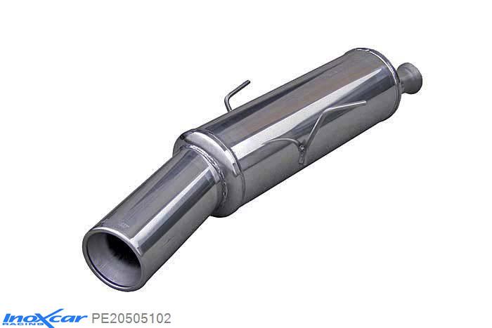IX PE20505102, Peugeot 205 1.6 GTI (115PK) 1989-1992, Inoxcar Rear silencer 1X102mm Stainless steel, With E.E.C. homologation