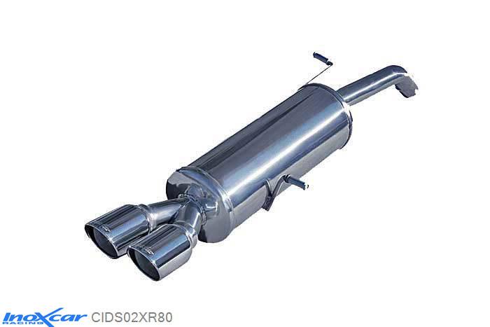 IX CIDS02XR80, Citroen DS3 1.6 TURBO RACING (207PK) 2011- Diameter 55mm, Inoxcar Rear silencer 2X80mm X-RACE Stainless steel, With E.E.C. homologation