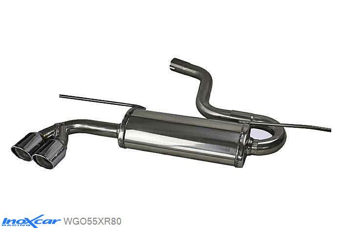 IX WGO55XR80, VW Golf VII 1.4 (125PK) 2013-, Inoxcar Rear silencer 2X80mm X-RACE Stainless steel, With E.E.C. homologation